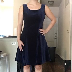 Vintage Blue Velvet Dress